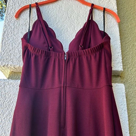 Xtraordinary Spaghetti Strap Scalloped V-Neck Hi-Low Dress - Picture 6 of 10